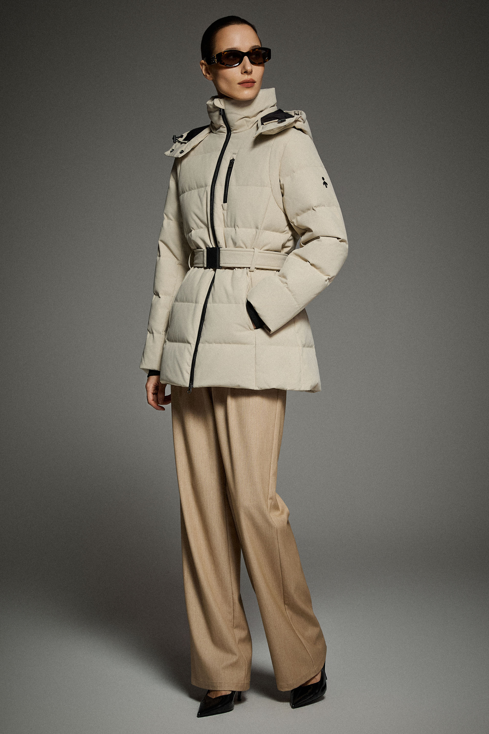 Celeste Polished Edge Belted Hooded Down Jacket – Orolay