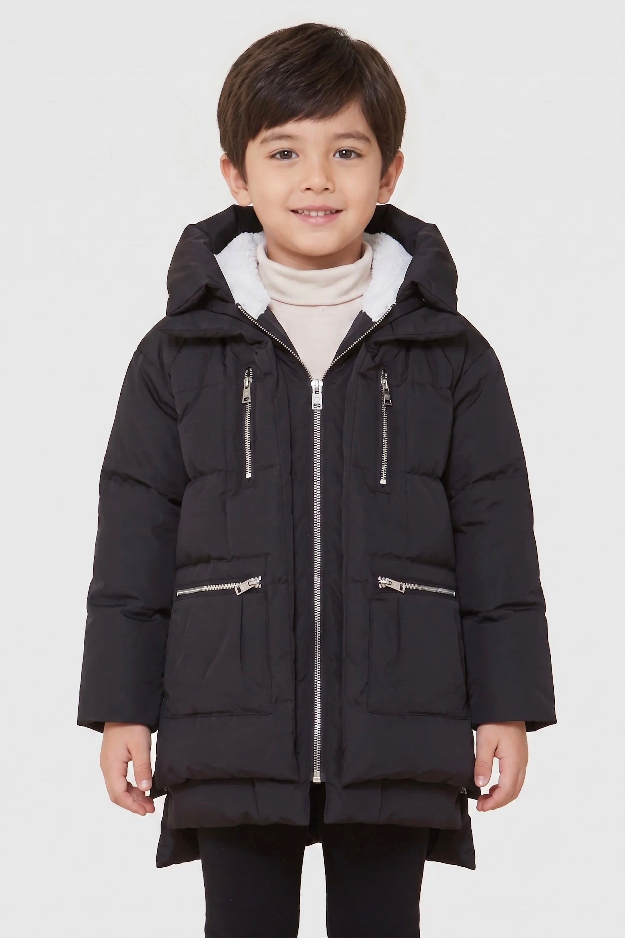 Orolay-092 Classics Kids Thickened Hooded Down Coat-Orolay 092 Classics Kids Thickened Hooded Down Coat #color_Black
