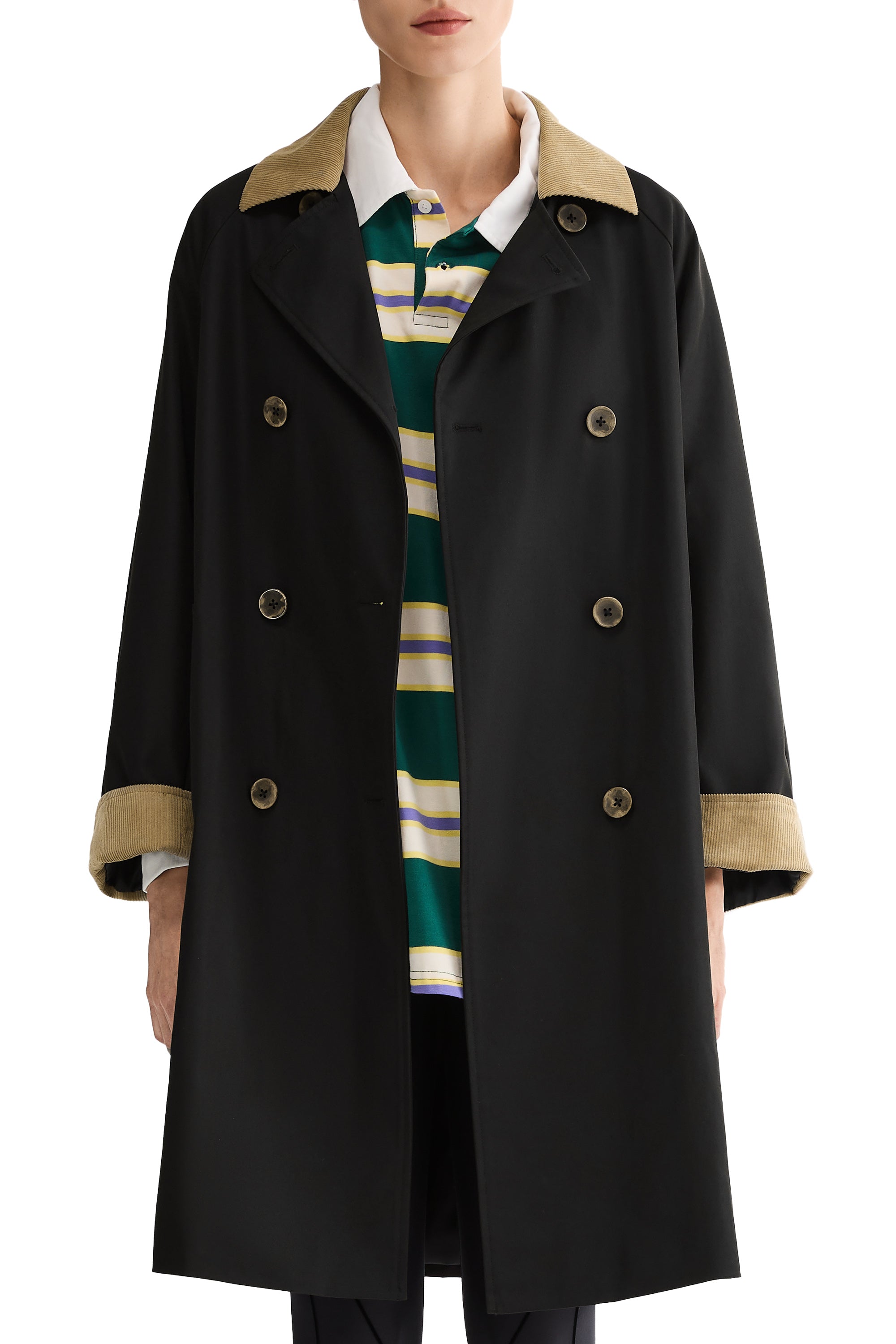 Casual Oversized Trench Coat Orolay #color_black