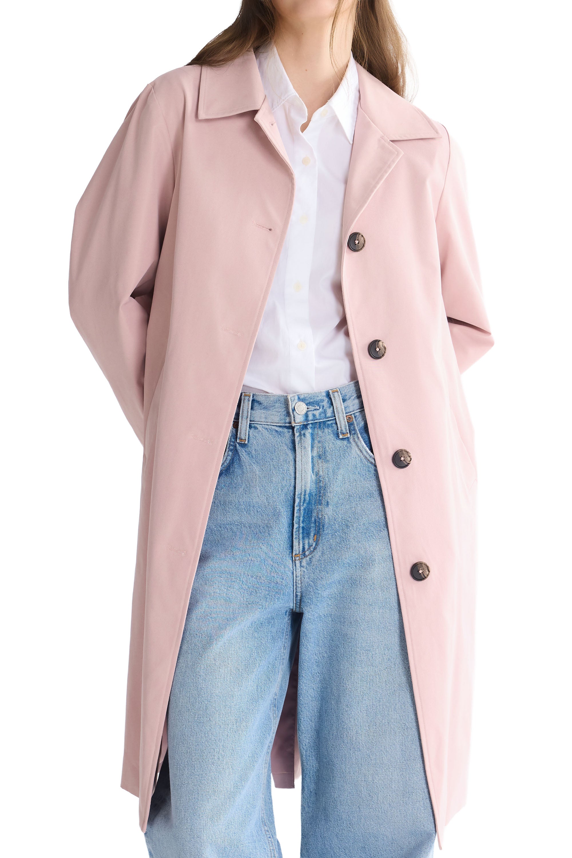 Orolay-Single-Breasted Trench-#color_pink