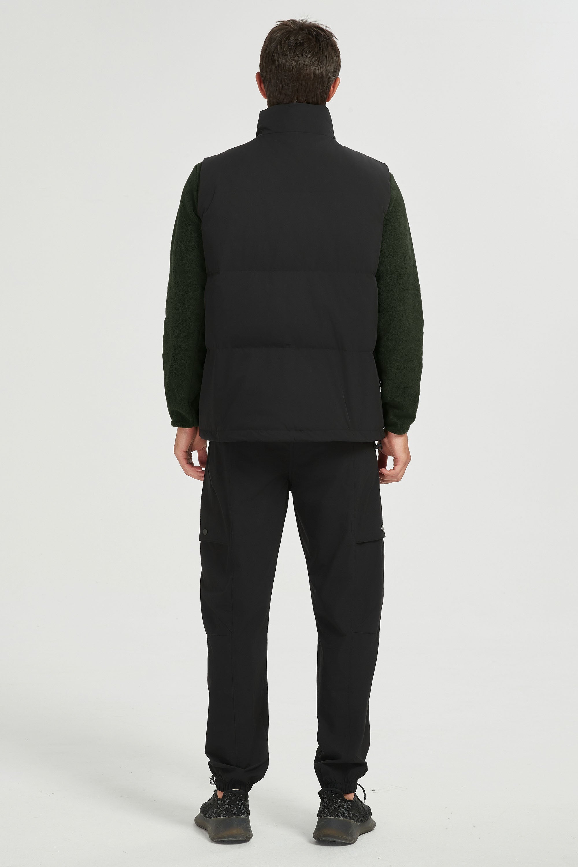 Zip Up Stand Collar Down Vest OROLAY #color_black