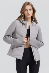 Structured Paneled Puffer Jacket with Hood #color_gray
