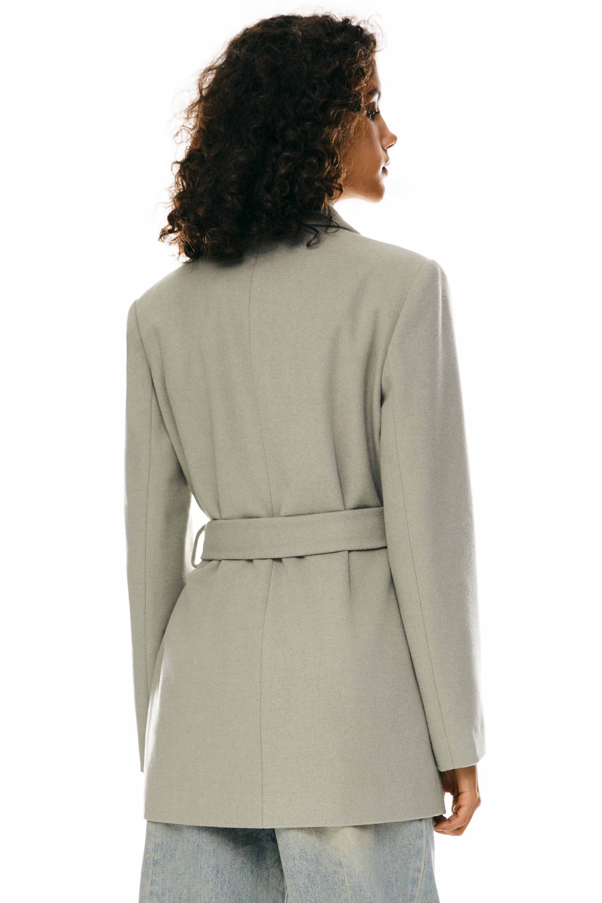 Wool Blend Mid-Length Lapel Coat - Slim Fit orolay #color_gray