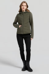 Structured Paneled Puffer Jacket with Hood #color_olive