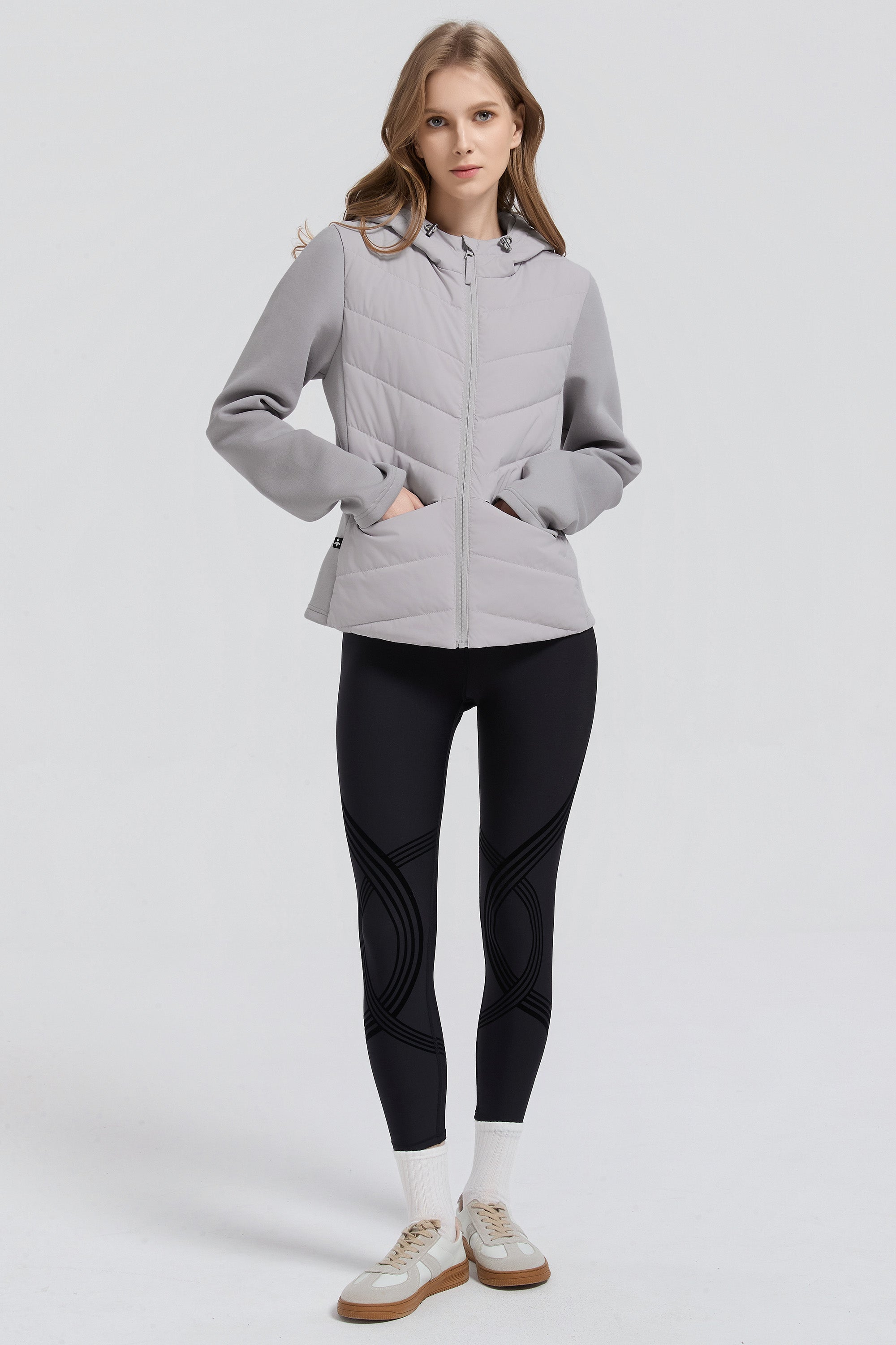 Structured Paneled Puffer Jacket with Hood #color_gray