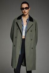 Casual Oversized Trench Coat Orolay #color_green