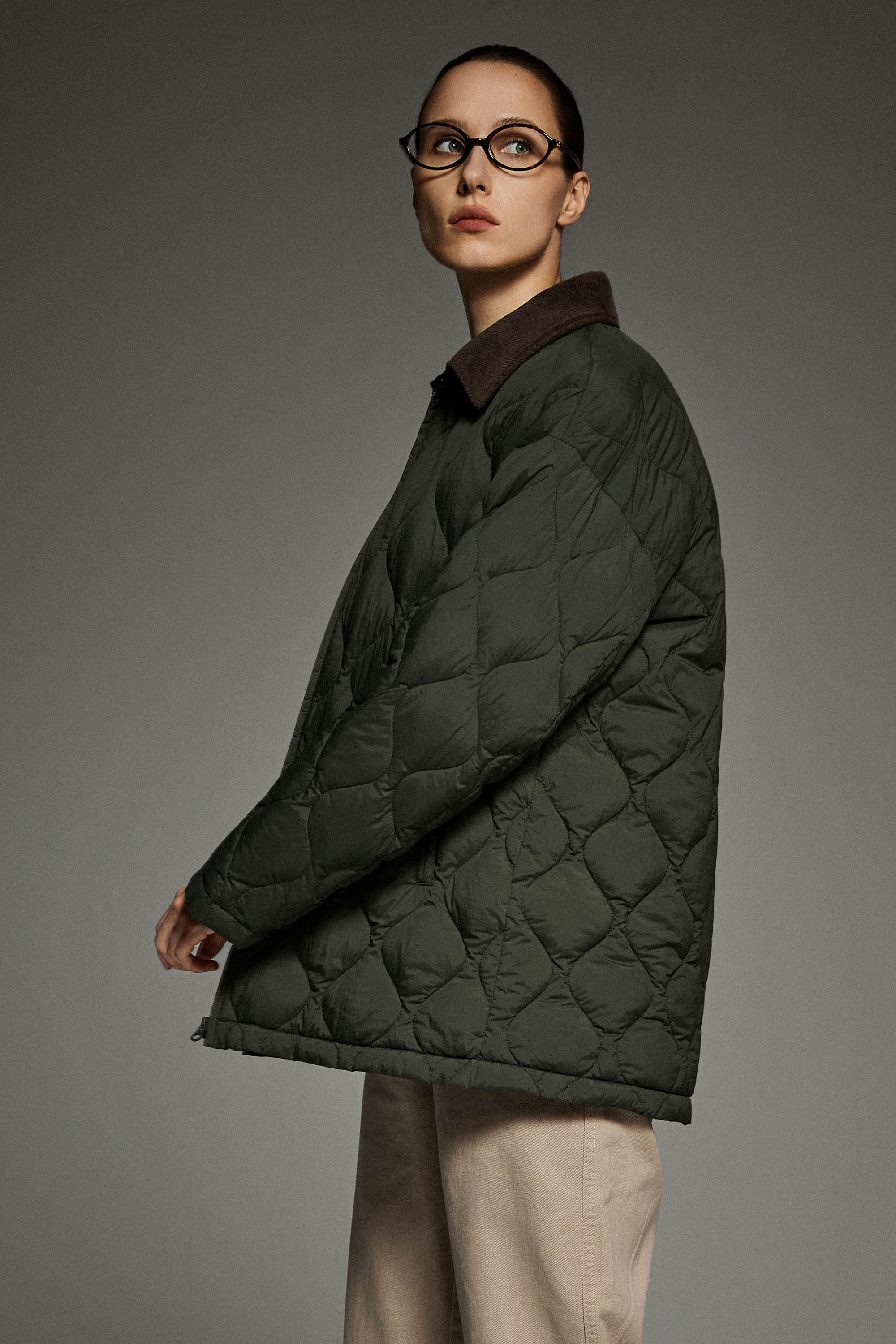 Straight Cut Lightweight Down Jacket orolay #color_dark green