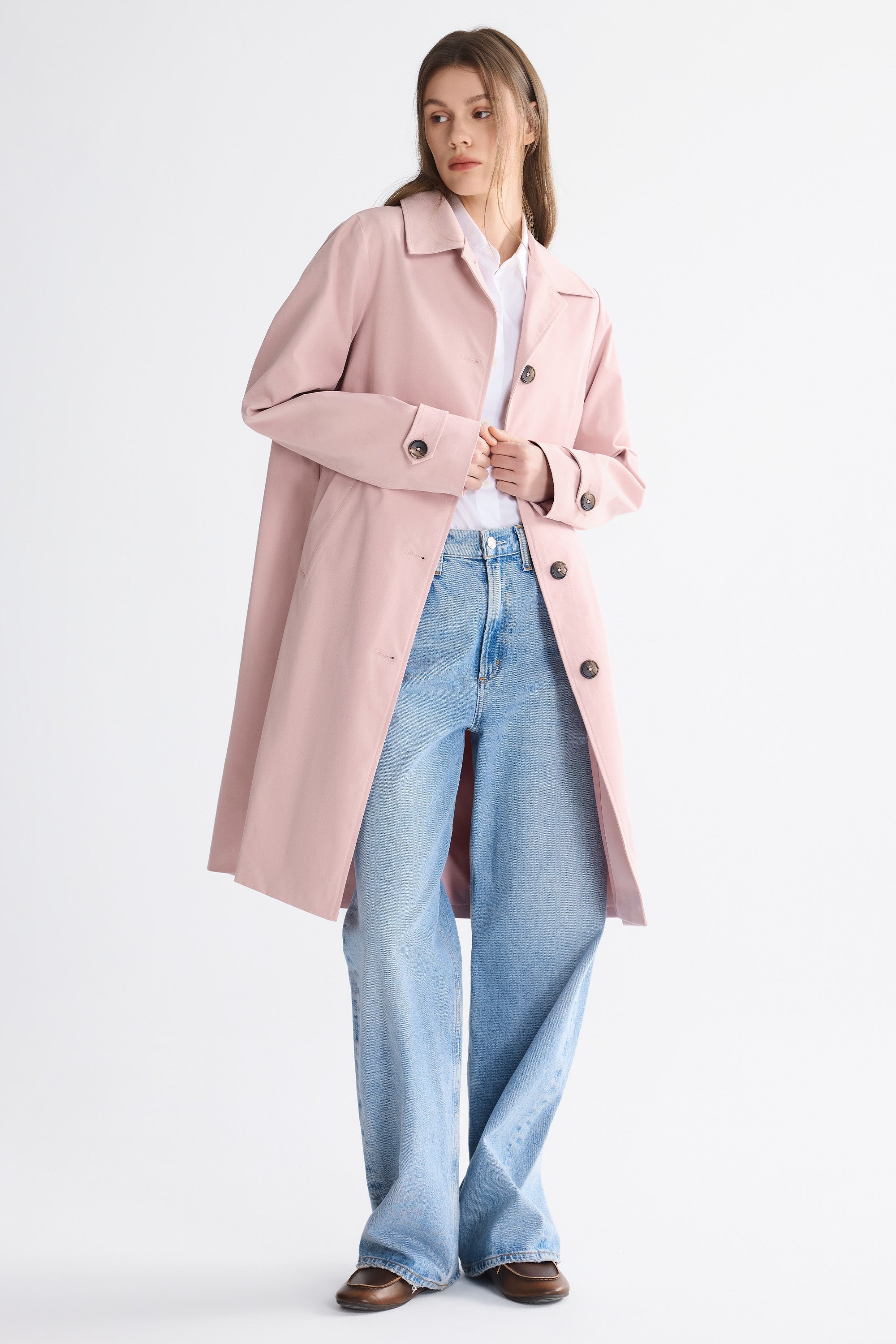 Orolay-Single-Breasted Trench-#color_pink