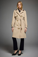 Trench-women 3/4 Belted Double-Breasted Trench from Orolay - #color_Frosted Almond