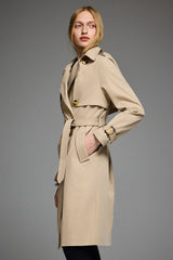Trench-women 3/4 Belted Double-Breasted Trench from Orolay - #color_Frosted Almond