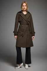 Trench-women 3/4 Belted Double-Breasted Trench from Orolay #color_coffee