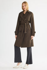 Trench-women 3/4 Belted Double-Breasted Trench from Orolay #color_coffee
