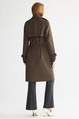 Trench-women 3/4 Belted Double-Breasted Trench from Orolay #color_coffee