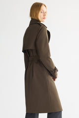 Trench-women 3/4 Belted Double-Breasted Trench from Orolay #color_coffee
