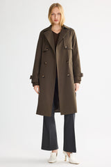 Trench-women 3/4 Belted Double-Breasted Trench from Orolay #color_coffee