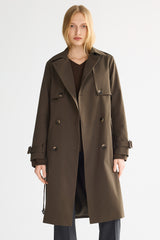 Trench-women 3/4 Belted Double-Breasted Trench from Orolay #color_coffee