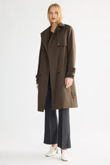 Trench-women 3/4 Belted Double-Breasted Trench from Orolay #color_coffee