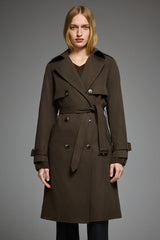 Trench-women 3/4 Belted Double-Breasted Trench from Orolay #color_coffee