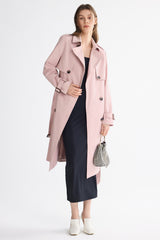 Trench-women 3/4 Belted Double-Breasted Trench from Orolay #color_pink