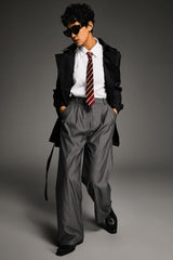 Orolay-3/4 Double-Breasted Short Trench-#color_Black