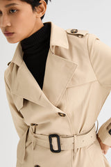Orolay-3/4 Double-Breasted Short Trench-#color_Frosted Almond