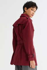 Orolay-3/4 Double-Breasted Short Trench-#color_Syrah