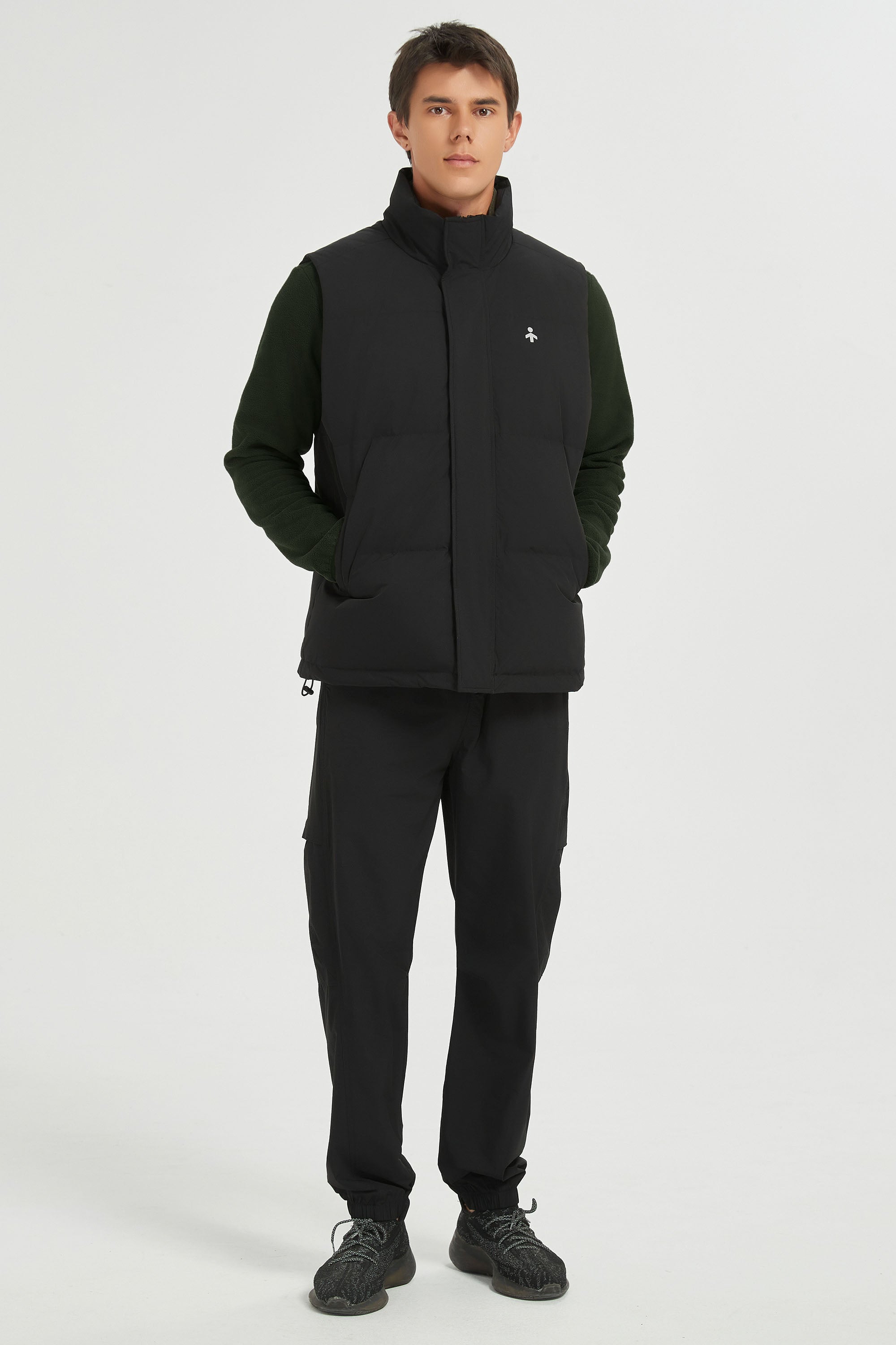 Zip Up Stand Collar Down Vest OROLAY #color_black