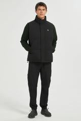 Zip Up Stand Collar Down Vest OROLAY #color_black
