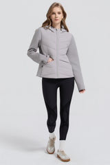 Structured Paneled Puffer Jacket with Hood #color_gray