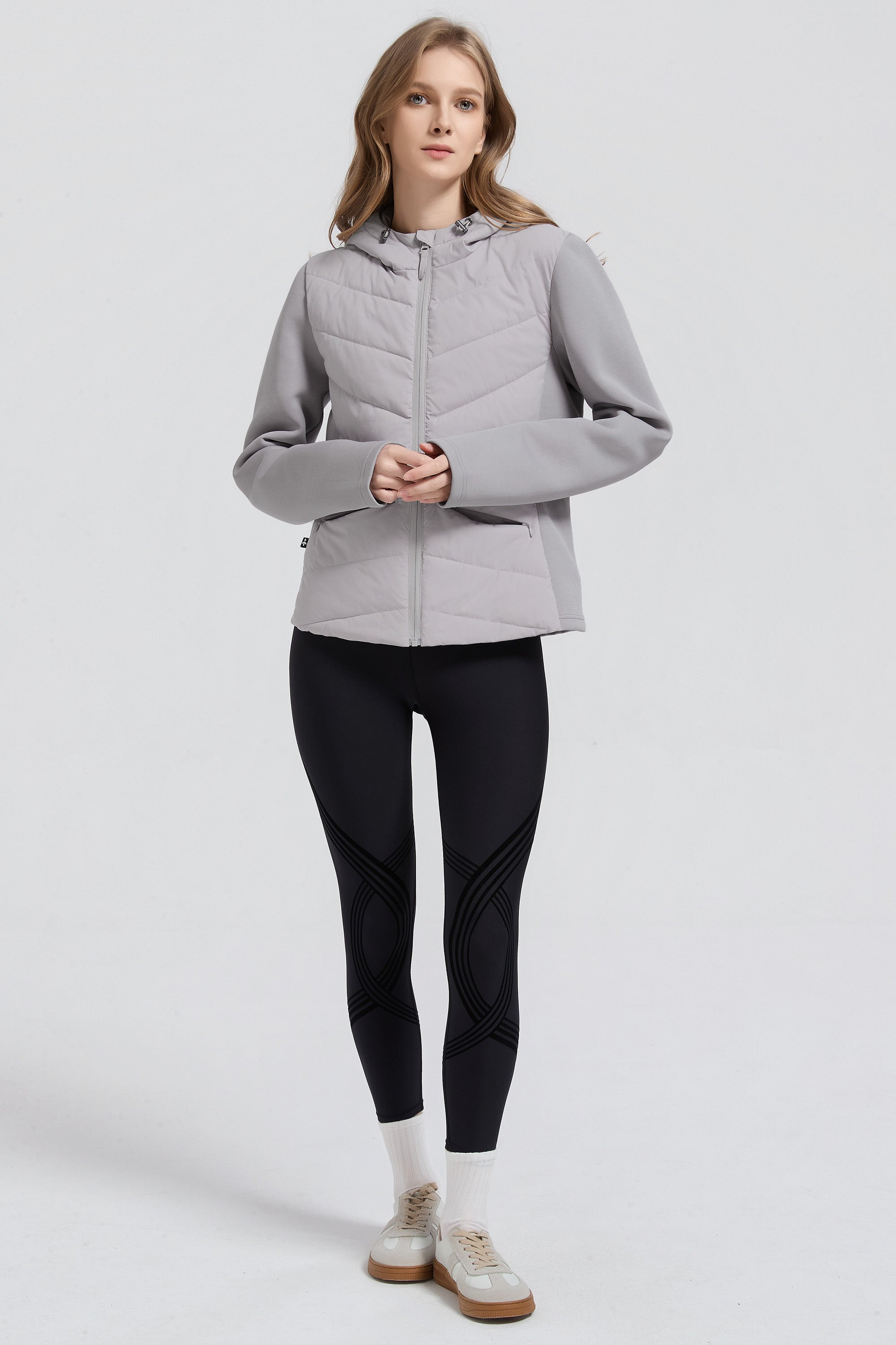 Structured Paneled Puffer Jacket with Hood #color_gray