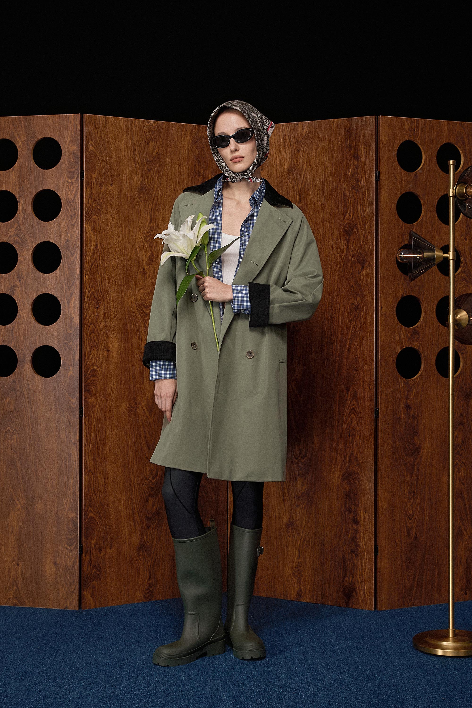 Casual Oversized Trench Coat Orolay #color_green