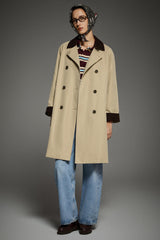 Casual Oversized Trench Coat Orolay #color_khaki