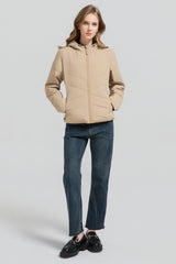 Flattering Quilted Puffer Lightweight Jacket with Hood #color_khaki