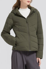 Flattering Quilted Puffer Lightweight Jacket with Hood #color_olive