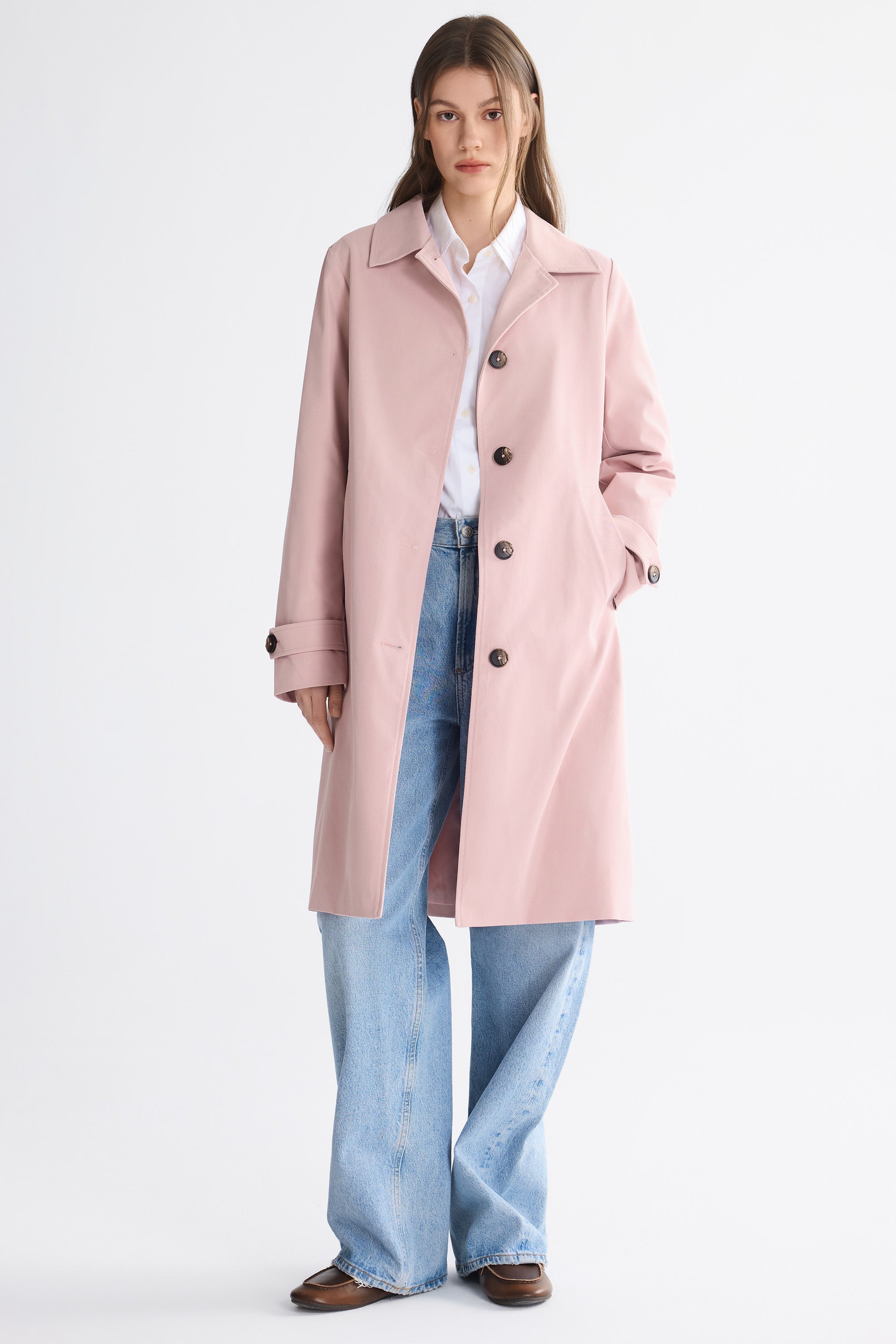 Orolay-Single-Breasted Trench-#color_pink