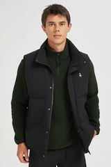 Zip Up Stand Collar Down Vest OROLAY #color_black