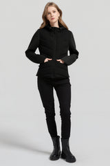 Structured Paneled Puffer Jacket with Hood #color_black