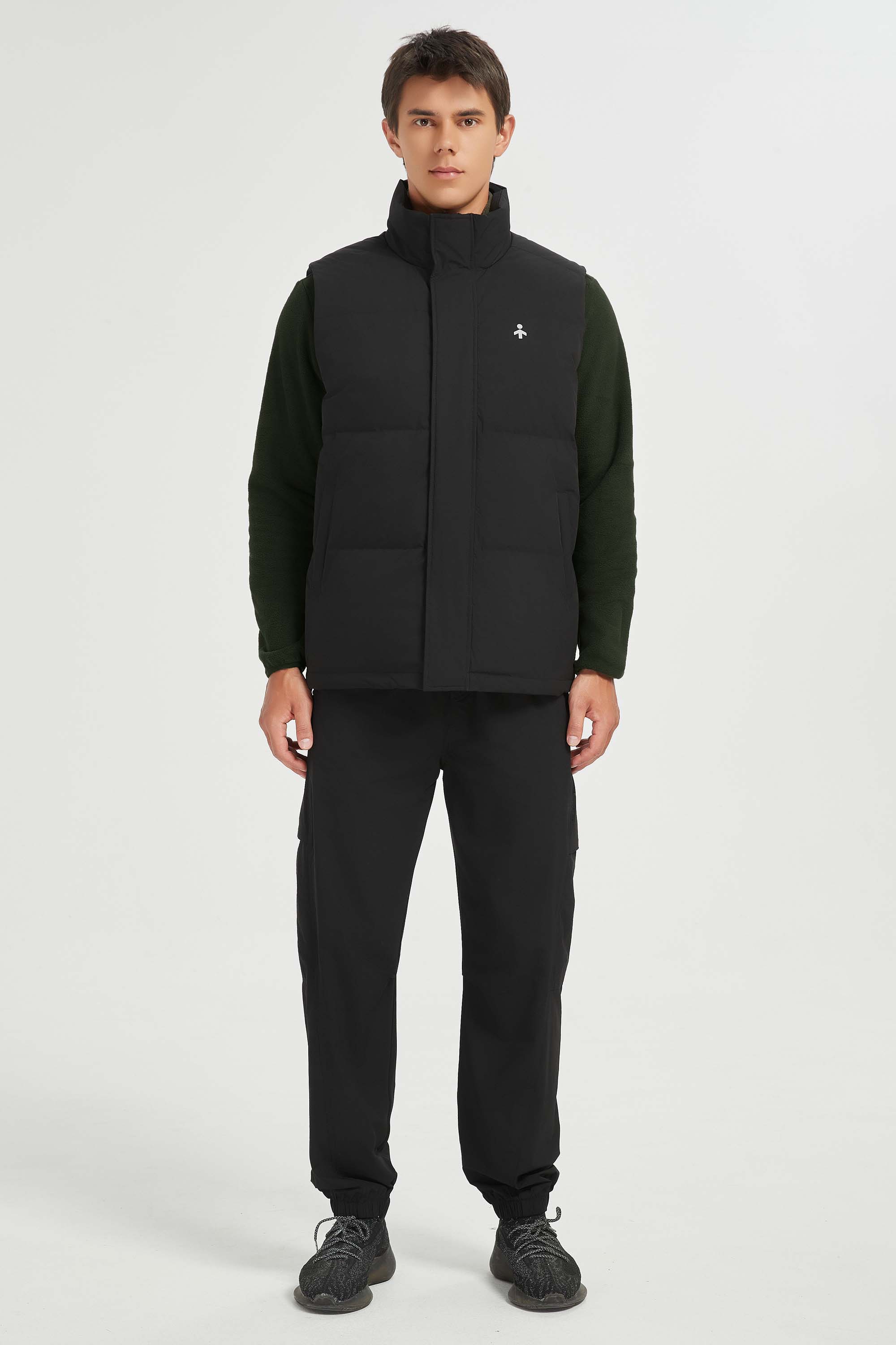 Zip Up Stand Collar Down Vest OROLAY #color_black