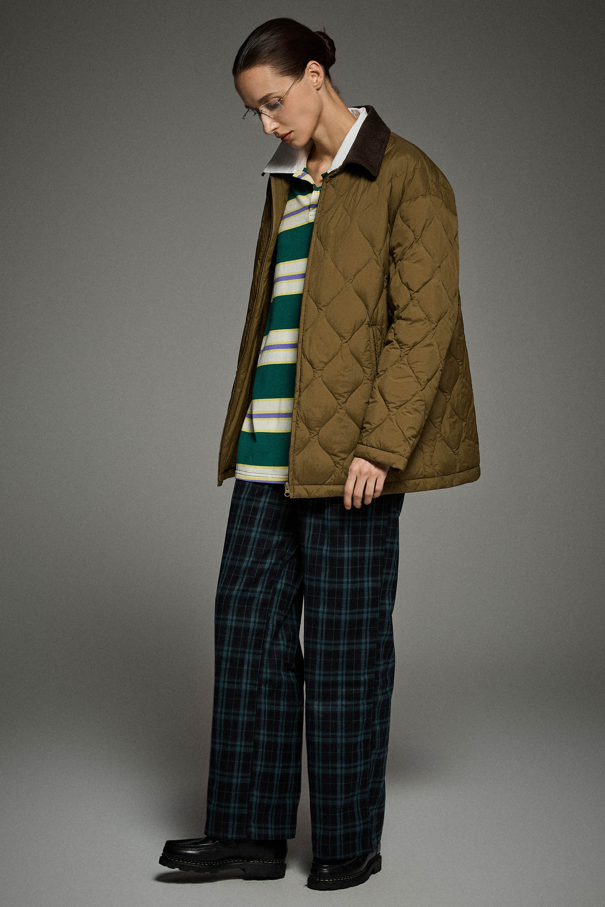 Straight Cut Lightweight Down Jacket orolay #color_coffee