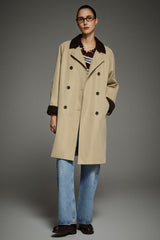 Casual Oversized Trench Coat Orolay #color_khaki