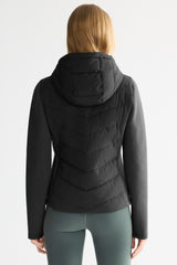 Structured Paneled Puffer Jacket with Hood #color_black
