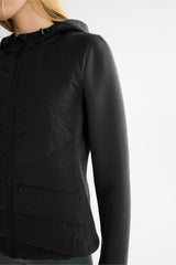 orolay Structured Paneled Puffer Jacket with Hood #color_black