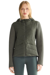 Orolay Structured Paneled Puffer Jacket with Hood #color_olive