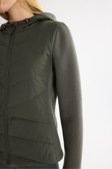 Orolay Structured Paneled Puffer Jacket with Hood #color_olive