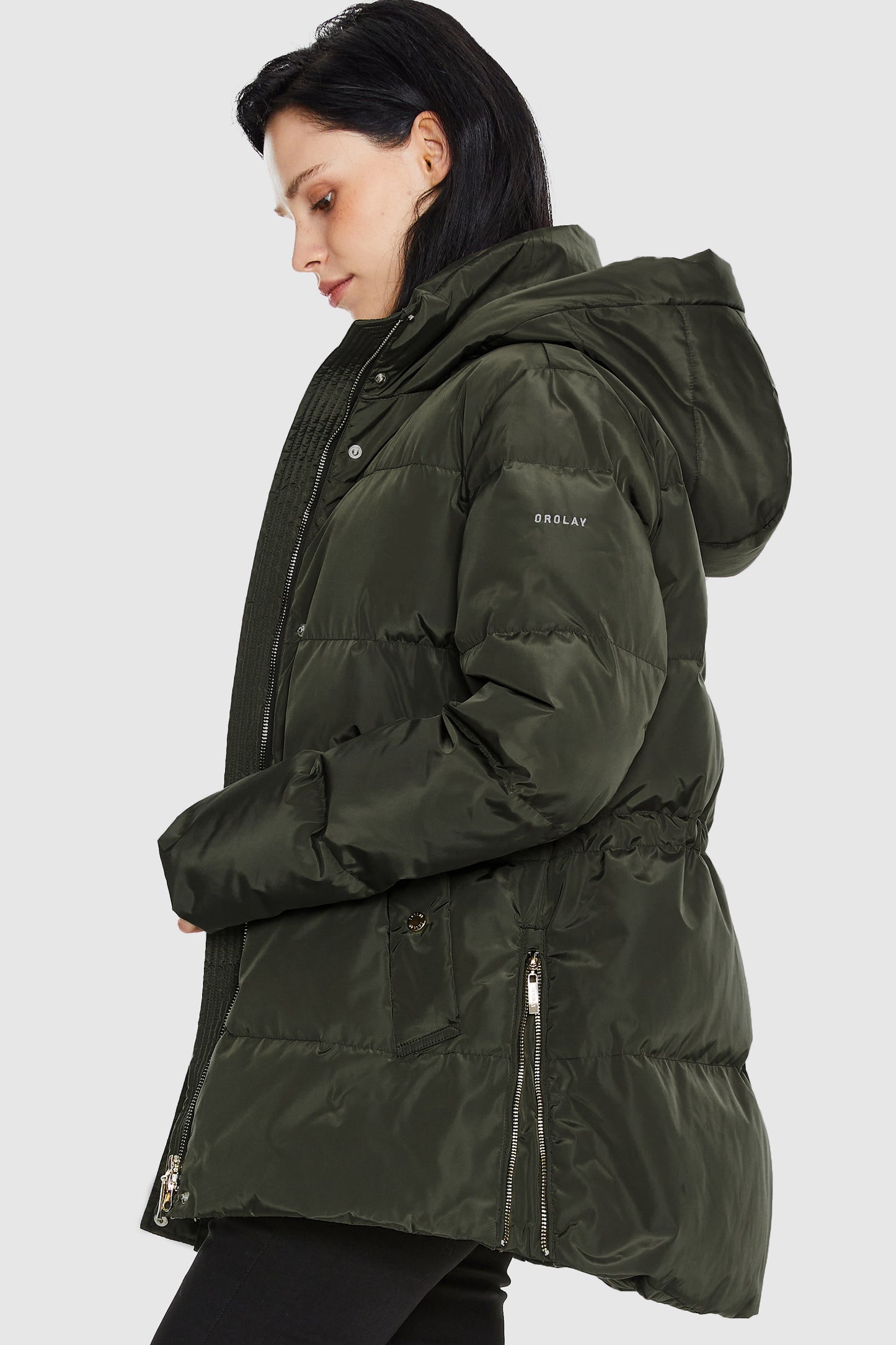 Mid-Length Hooded Down Jacket