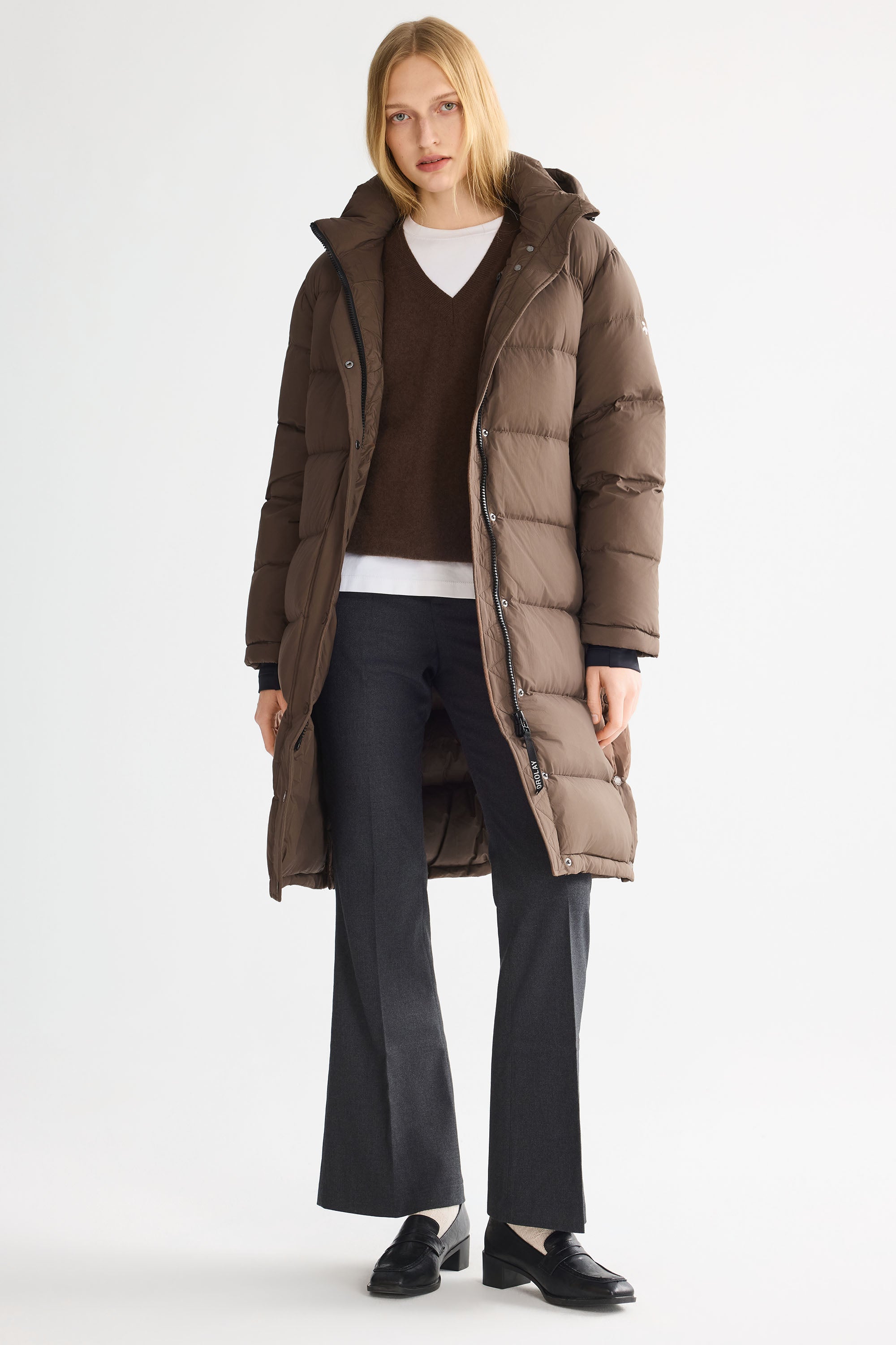 Orolay-Aurora Long Detachable Hooded Down jacket #color_coffee