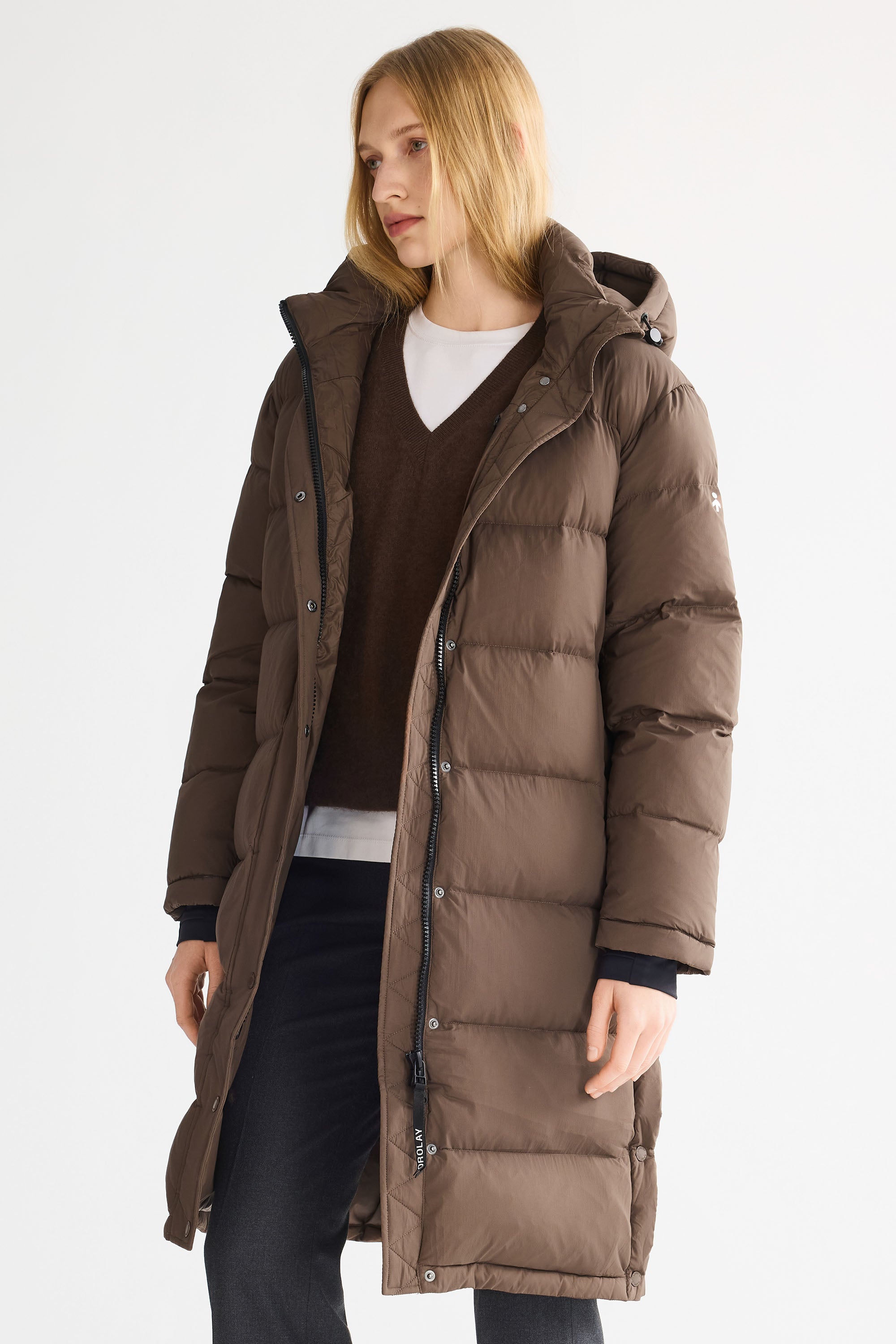 Orolay-Aurora Long Detachable Hooded Down jacket #color_coffee