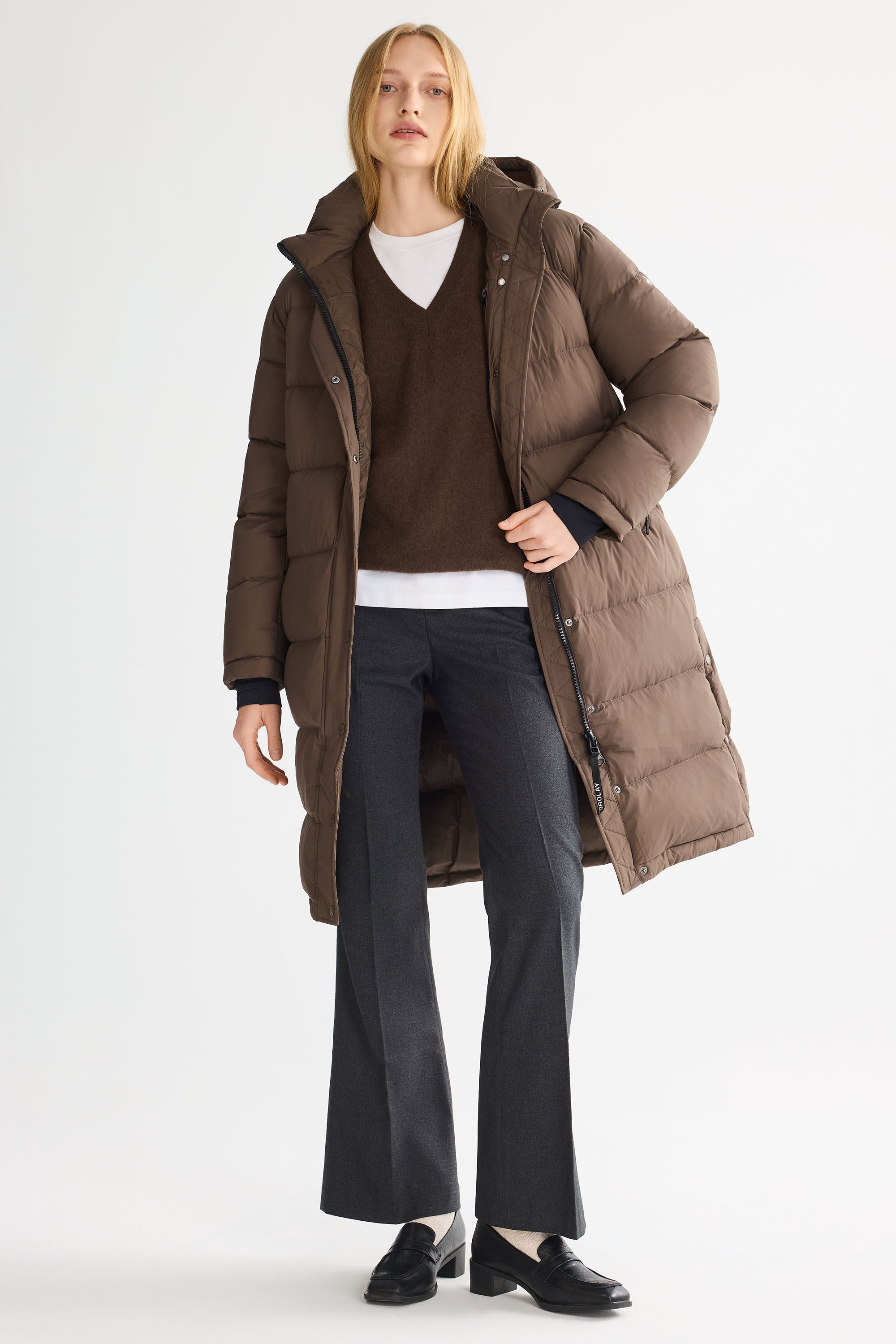 Orolay-Aurora Long Detachable Hooded Down jacket #color_coffee