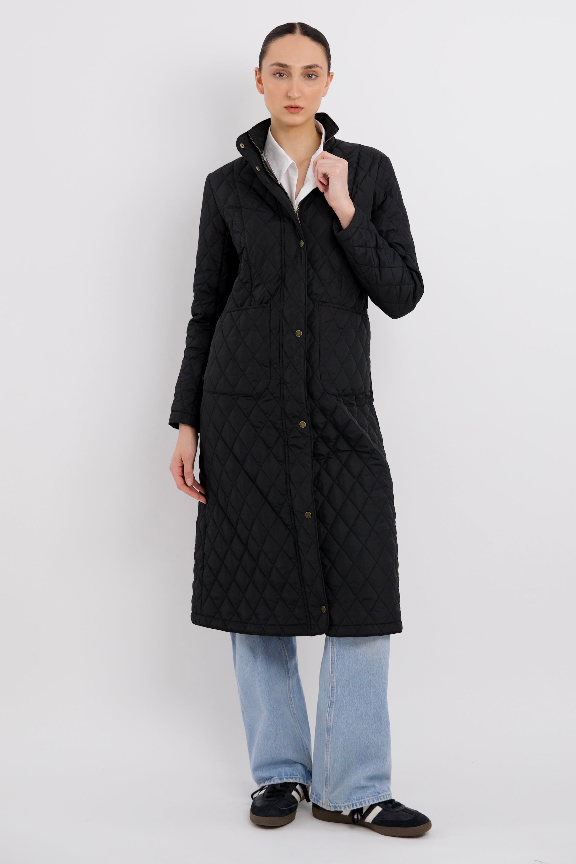 BarnForm Long Lightweight Trench Jacket #color_black