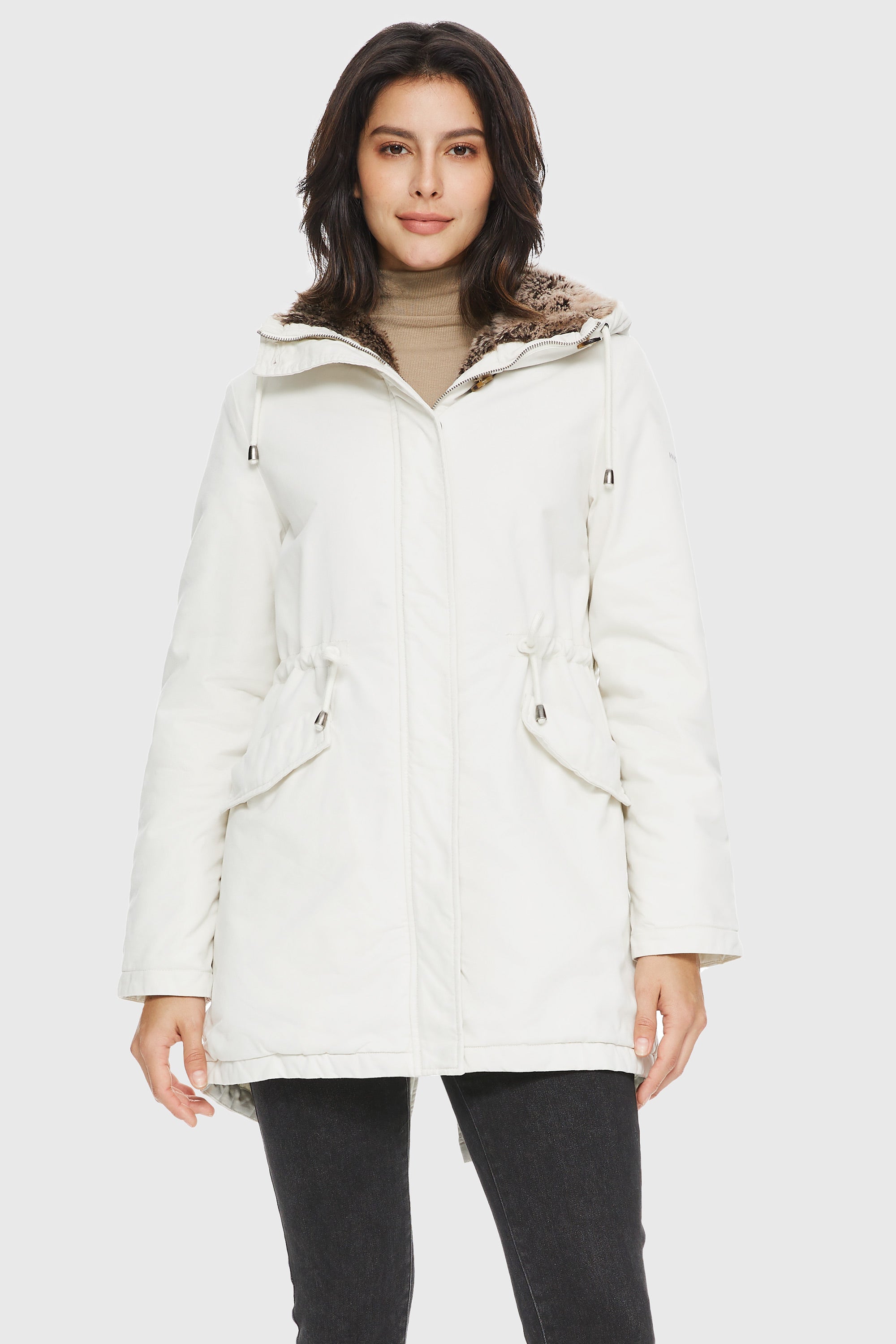  ELEZAY Women's Parka Jacket with Faux Fur Trim Hood Warm FLeece  Lined Stylish Winter Coats Mid Length Zipper Closure Armygreen, Small :  Clothing, Shoes & Jewelry